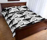Black whale pattern Quilt Bed Set