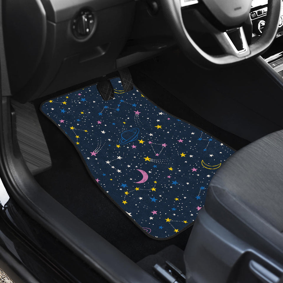 Space Pattern With Planets, Comets, Constellations And Stars Front Car Mats