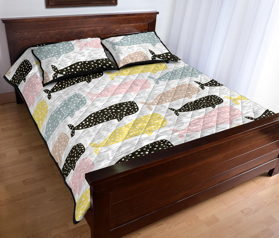 Whale dot pattern Quilt Bed Set