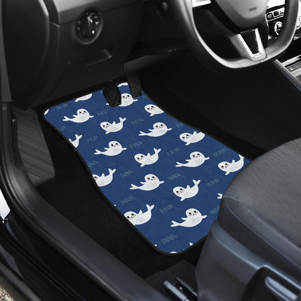 Cute White Baby Sea Lion Seal Pattern Front Car Mats