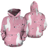 Llama Alpaca Pink Background Men Women Pullover Hoodie