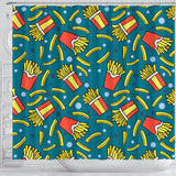 French Fries Red Paper Box Pattern Shower Curtain Fulfilled In US
