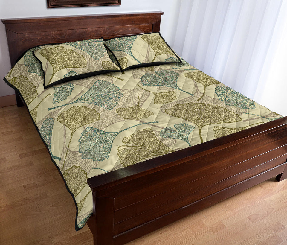 Ginkgo leaves design pattern Quilt Bed Set