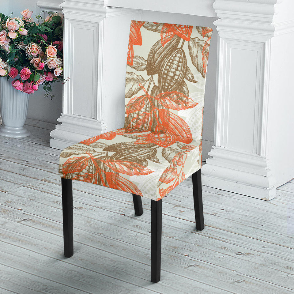 Cocoa Beans Cocoa Tree Pattern Dining Chair Slipcover