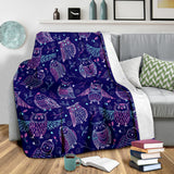 Cute Owls Pattern Boho Style Ornament Premium Blanket