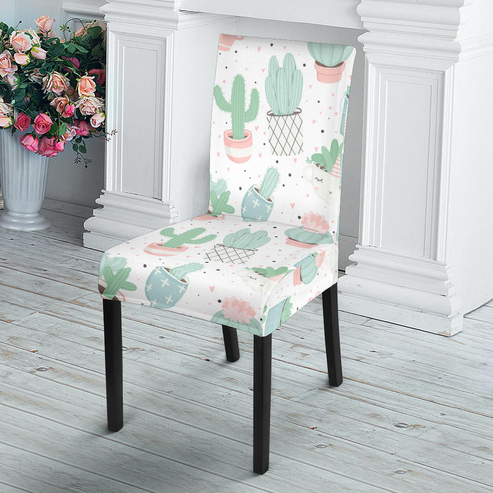 Pastel Colorcactus Pattern Copy Dining Chair Slipcover