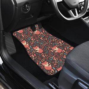 Fox Leaves Mushroom Pattern Front Car Mats