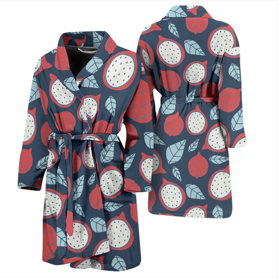 Dragon Fruits Dark Blue Background Men'S Bathrobe