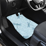 Dragonfly Pattern Blue Background Front And Back Car Mats