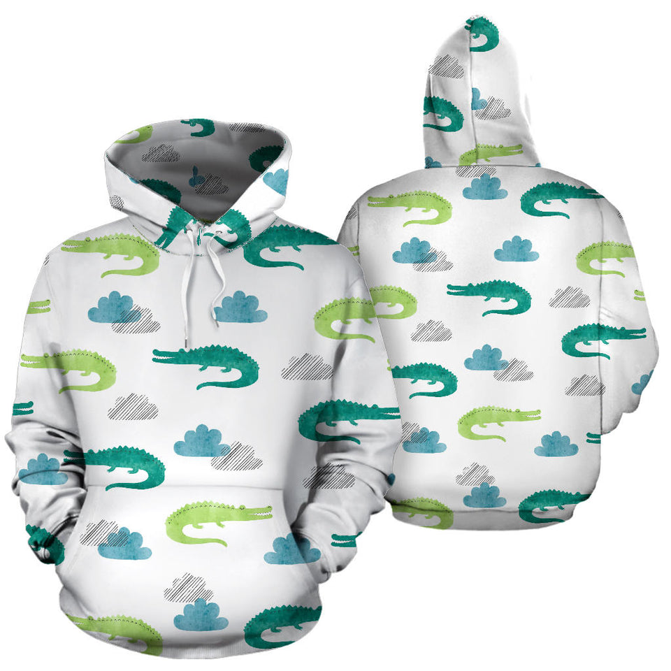 Watercolor Crocodile Pattern Men Women Pullover Hoodie