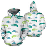 Watercolor Crocodile Pattern Men Women Pullover Hoodie