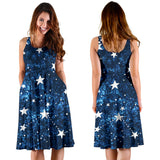 Night Sky Star Pattern Sleeveless Midi Dress