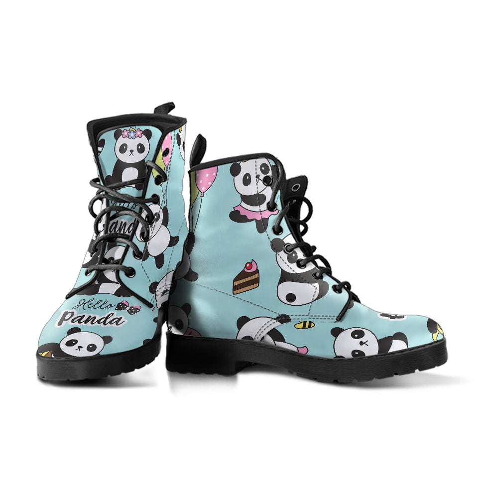 Cute Baby Panda Pattern Leather Boots