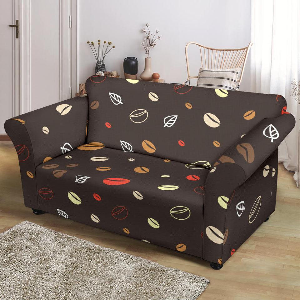 Coffee Bean Leave Pattern Loveseat Couch Slipcover