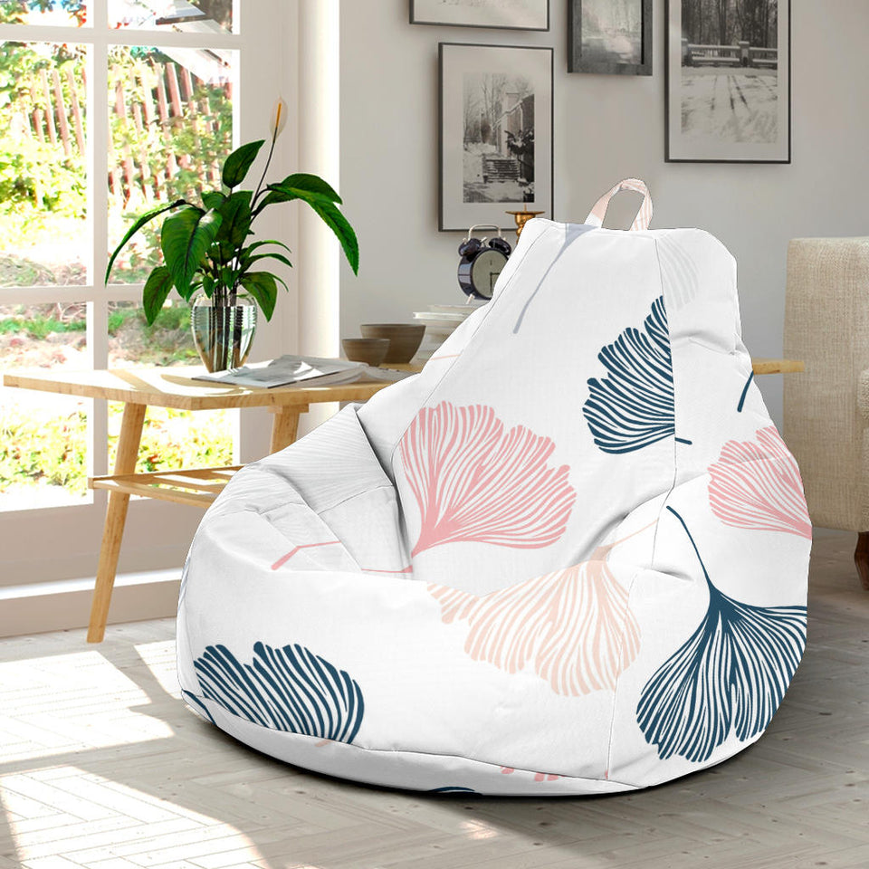 Black Gray Cream Coral Ginkgo Leaves Pattern Bean Bag Cover