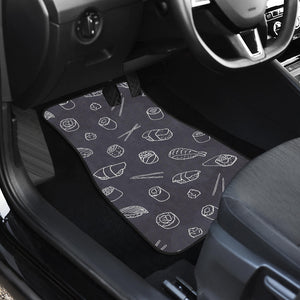 Sushi Pattern Black Background Front Car Mats