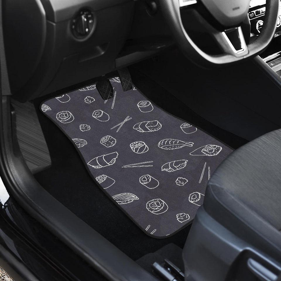 Sushi Pattern Black Background Front Car Mats