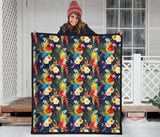 Colorful Parrot Flower Pattern Premium Quilt