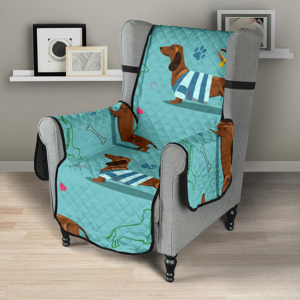 Dachshund decorative background Chair Cover Protector