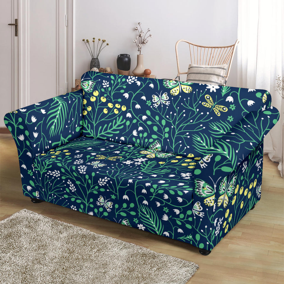 Butterfly Leaves Pattern Loveseat Couch Slipcover