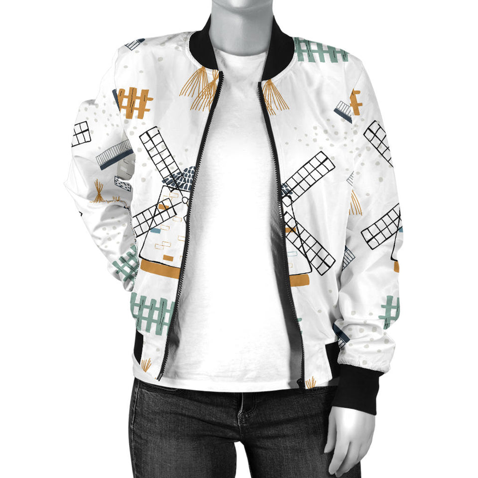 Windmill Pattern Women'S Bomber Jacket