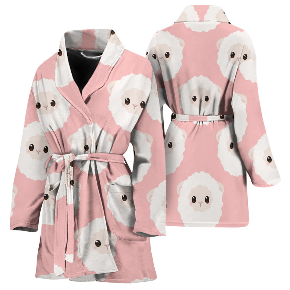 Cute Sheep Pattern Women'S Bathrobe