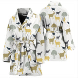 Silhouettes Of Goat And Tree Pattern Women'S Bathrobe