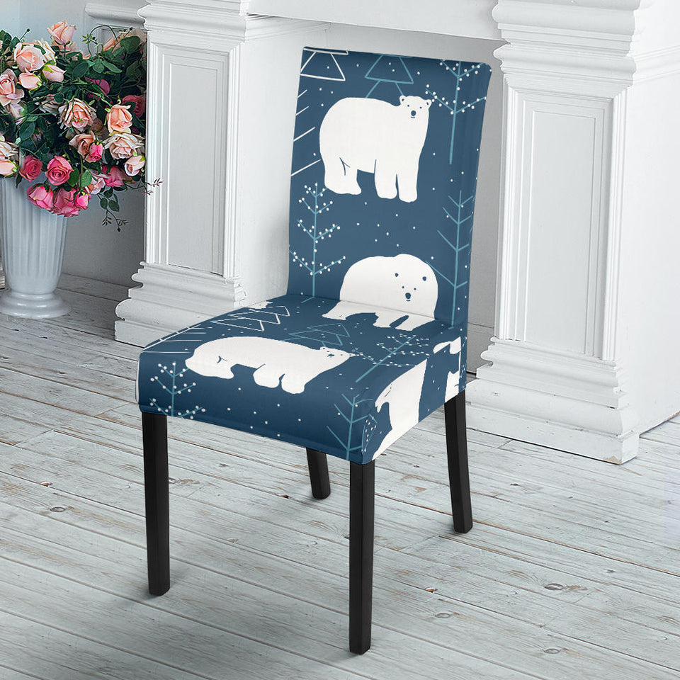 Polar Bear Mother Her Child Pattern Dining Chair Slipcover