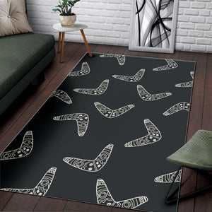 Hand Drawn Boomerang Australian Aboriginal Ornament Area Rug