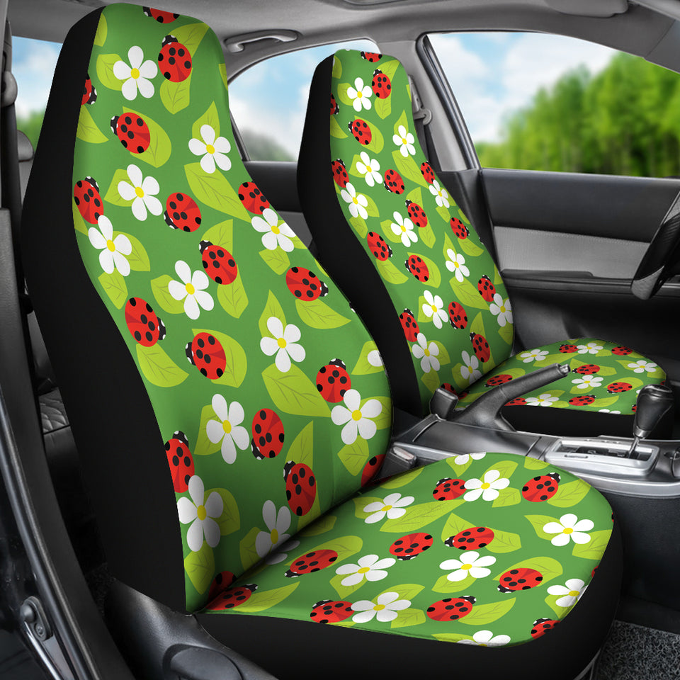 Ladybug Pattern Print Design 01 Universal Fit Car Seat Covers