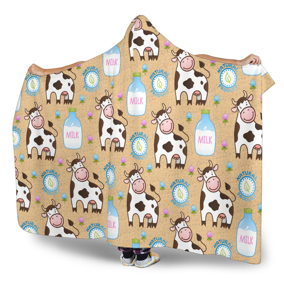 Cow Bottle Of Milk Pattern Hooded Blanket