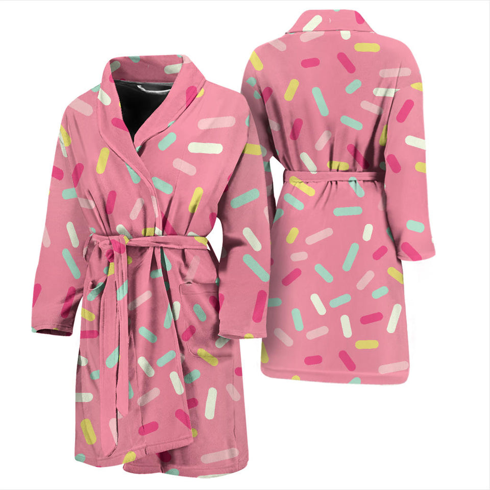 Pink Donut Glaze Candy Pattern Men'S Bathrobe