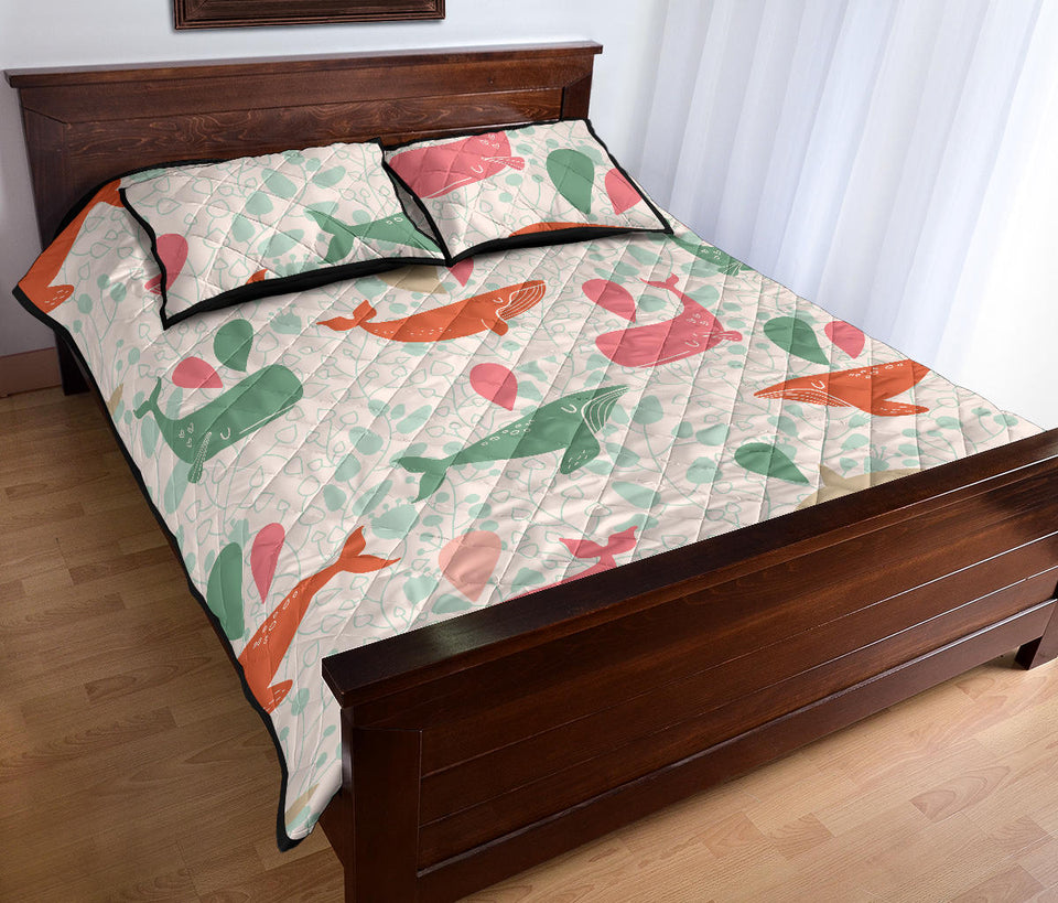 Cute whale pattern Quilt Bed Set