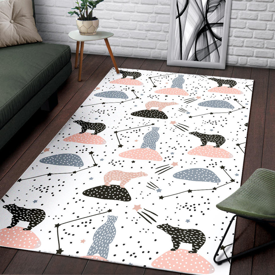 Polar Bears Star Poka Dot Pattern Area Rug