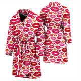Lips Pattern Print Design 01 Men's Bathrobe