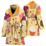 Cake Cupcake Heart Cherry Pattern Women'S Bathrobe