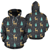 Deers Star Tree Pattern Zip Up Hoodie