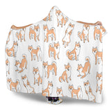 Shiba Inu Dog Pattern Hooded Blanket