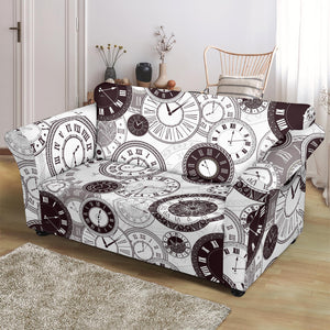 Classic Vintage Clock Pattern Loveseat Couch Slipcover