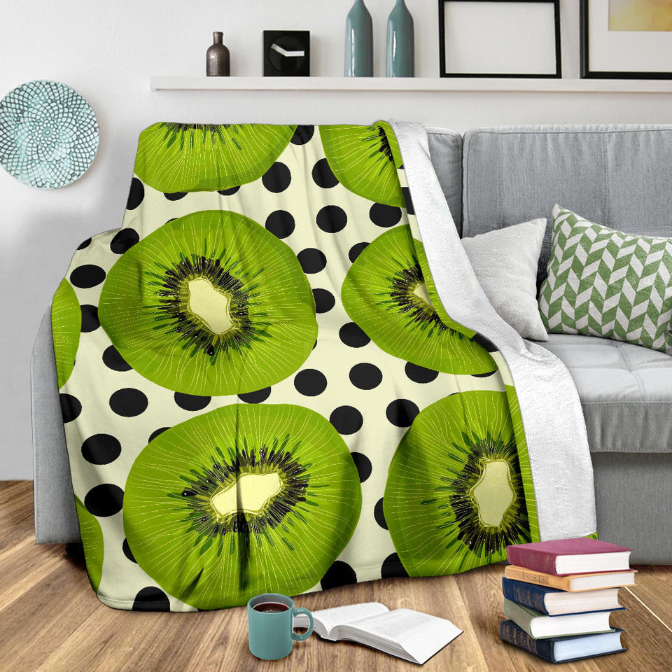 Kiwi Black Dot Background Premium Blanket
