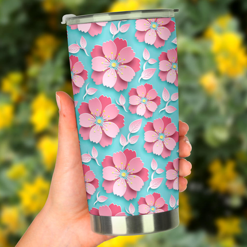 3D Sakura Cherry Blossom Pattern Tumbler