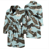 Eagle Pattern Print Design 01 Men's Bathrobe