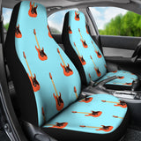 Electric Guitar Pattern Light Blue Background Universal Fit Car Seat Covers
