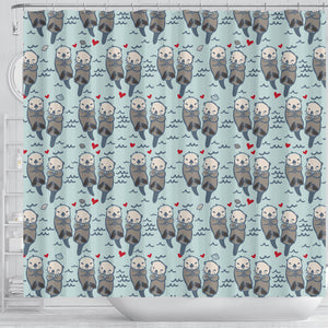 Lovely Sea Otter Pattern Shower Curtain Fulfilled In US