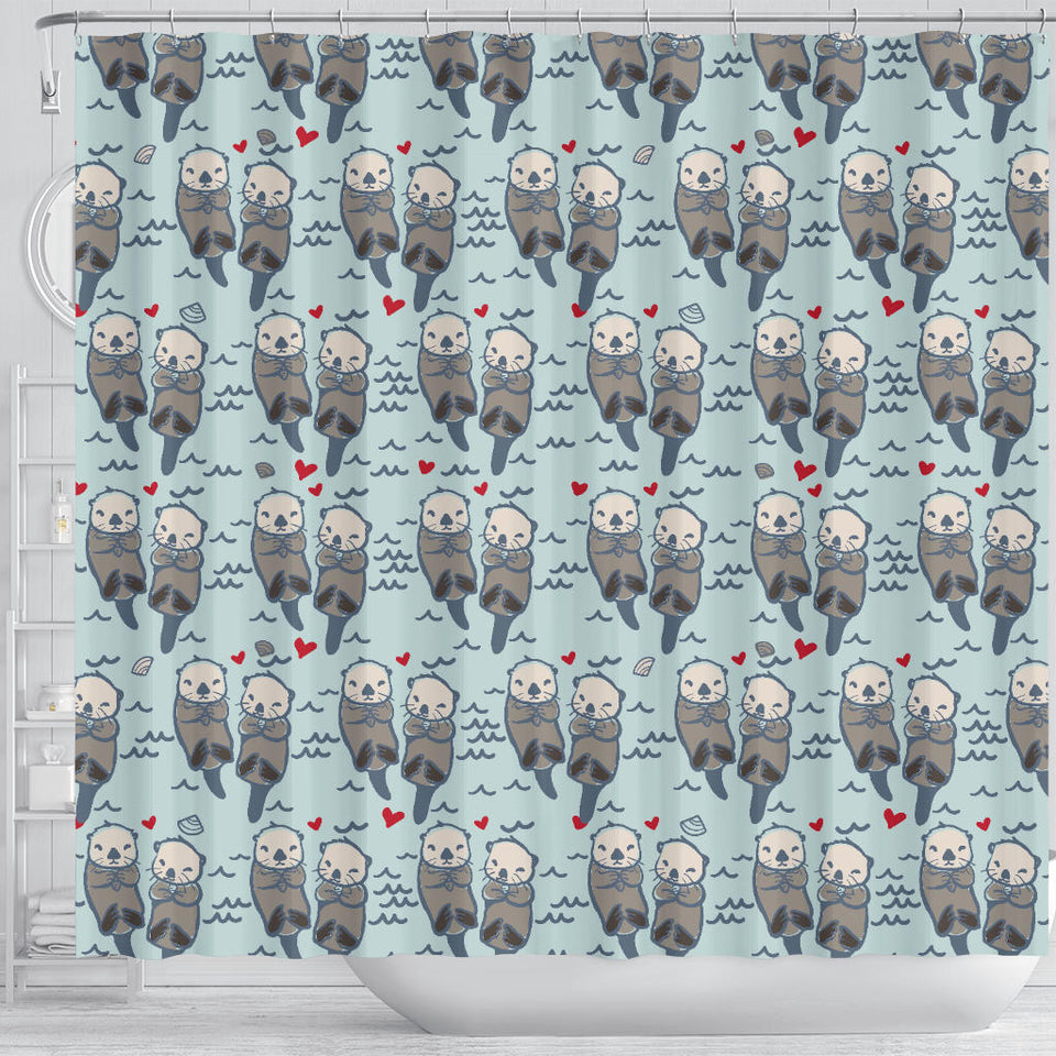 Lovely Sea Otter Pattern Shower Curtain Fulfilled In US