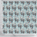 Lovely Sea Otter Pattern Shower Curtain Fulfilled In US