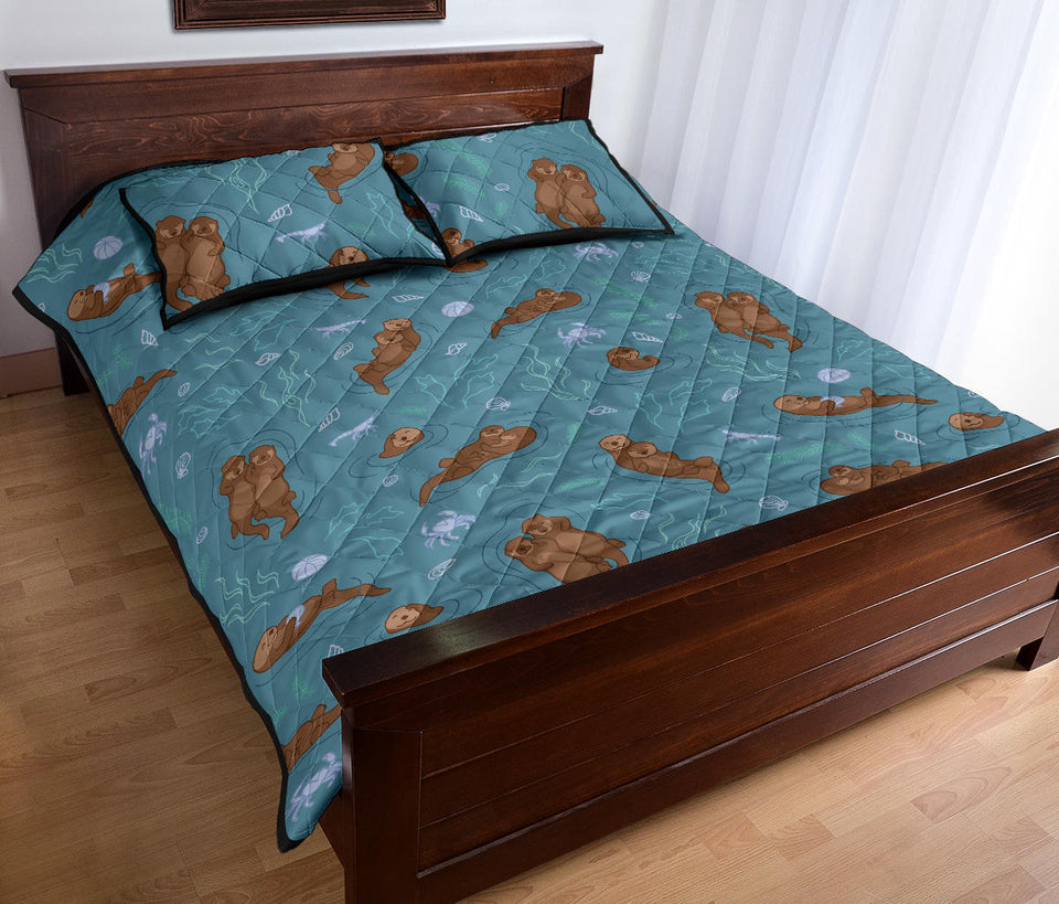 Sea otters pattern Quilt Bed Set