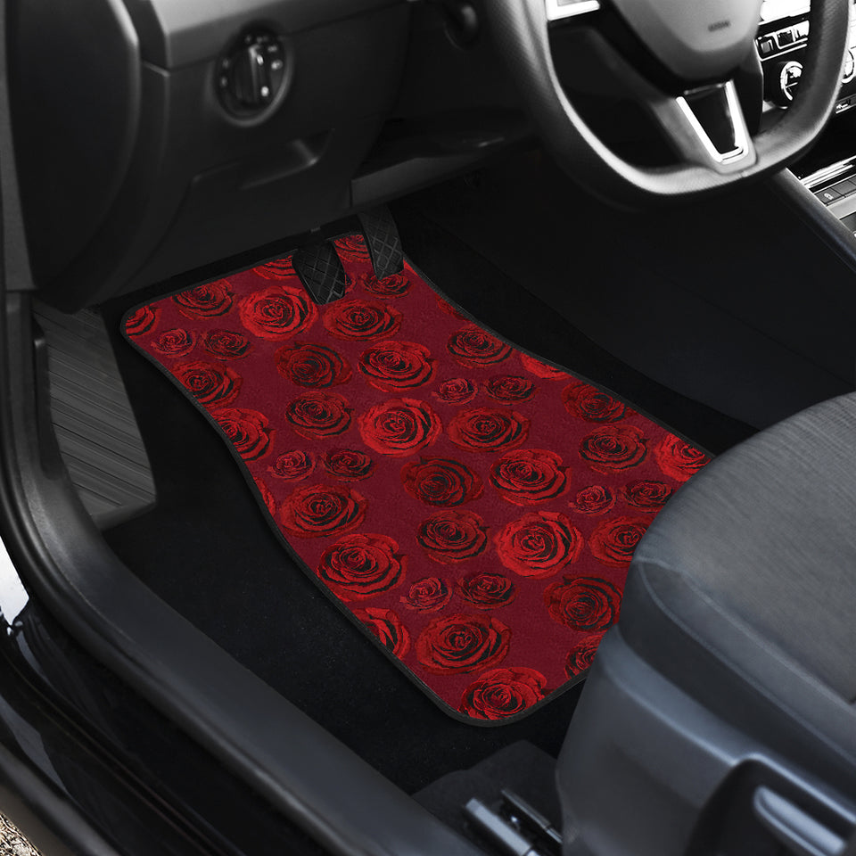 Rose Pattern Print Design 03 Front and Back Car Mats