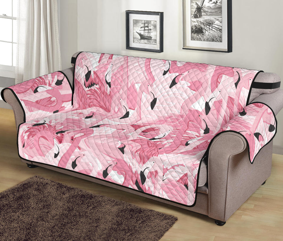 Pink flamingos pattern background Sofa Cover Protector