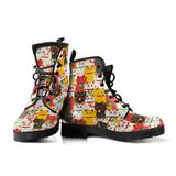 Colorful Maneki Neko Lucky Cat Pattern Leather Boots